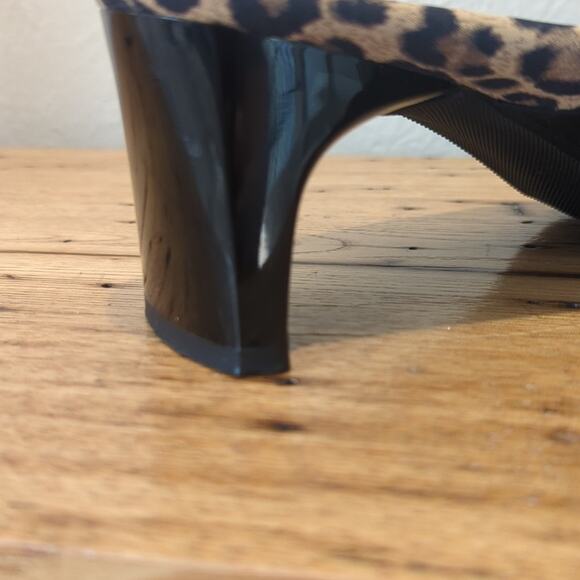 Naturalizer Black Fabric Mule w/ Animal Print Trim & Patent Leather Heels Sz 8.5 - Picture 8 of 9